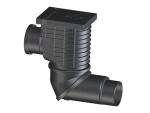 Regensinkkasten mit seitlichem Anschluss DN110 für Regenwasserfallleitungen und Abgang DN110/125 mit Drehgelenk, Laubfangkorb, mechanischer Geruchsklappe und Reinigungsdeckel HL600NHO